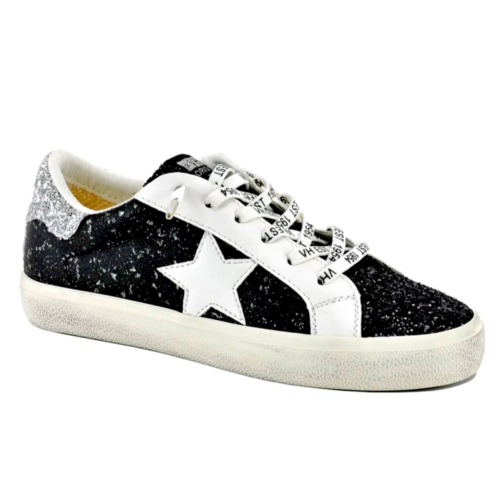 Black Glittery Studded Low Top Vintage Havana Sneaker